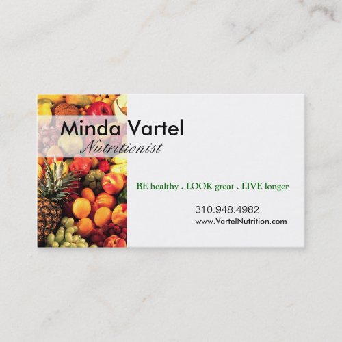 Nutritionist Food Coach Healthy Weight Loss Business Card