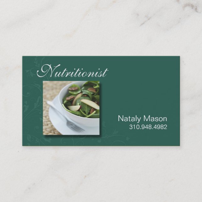 "Nutritionist" Food Coach, Healthy, Weight Loss Business Card (Front)