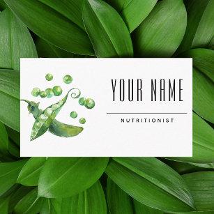 Nutritionist Food Coach Watercolor Peas Healthy Business Card