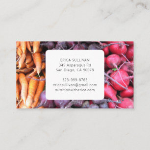 Nutritionist Health Coach Chef Root Veggies Photo Business Card