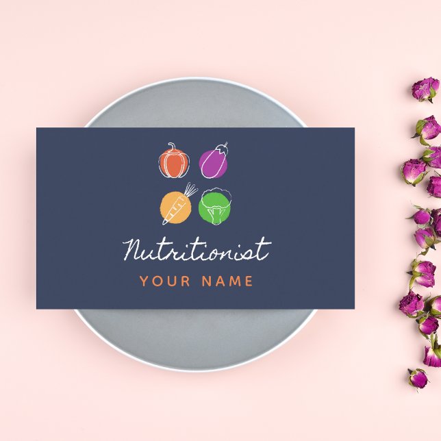 Nutritionist Healthy Food Icons Dietitian Wellness Business Card (Creator Uploaded)