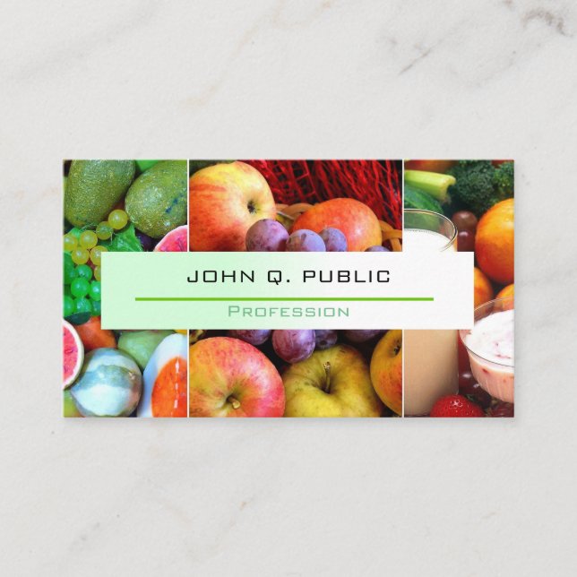 Nutritionist Modern Colorful Fruits Business Card (Front)