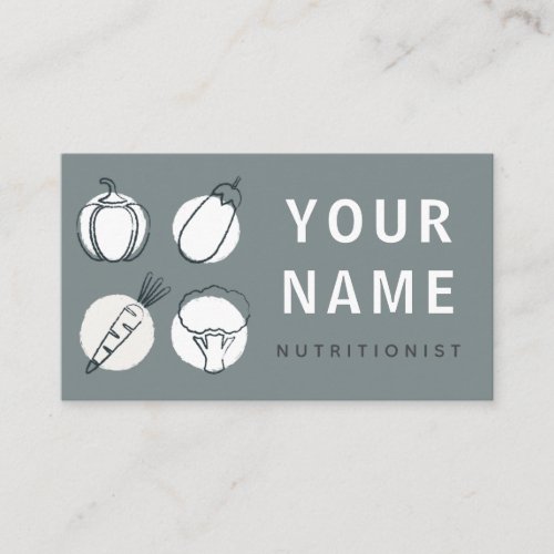 Nutritionist Veggies Icons Healthy Dietitian Gray Business Card