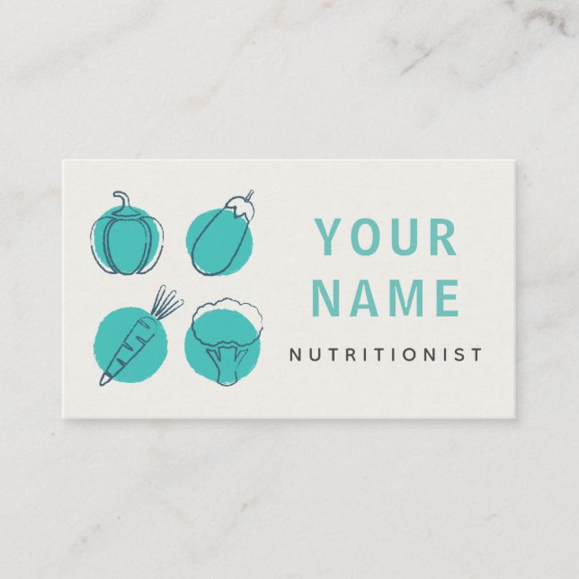 Nutritionist Veggies Icons Healthy Food Dietitian Business Card (Front)