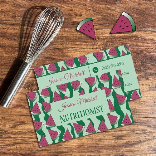 Nutritionist  Watermelon Pattern Business Cards