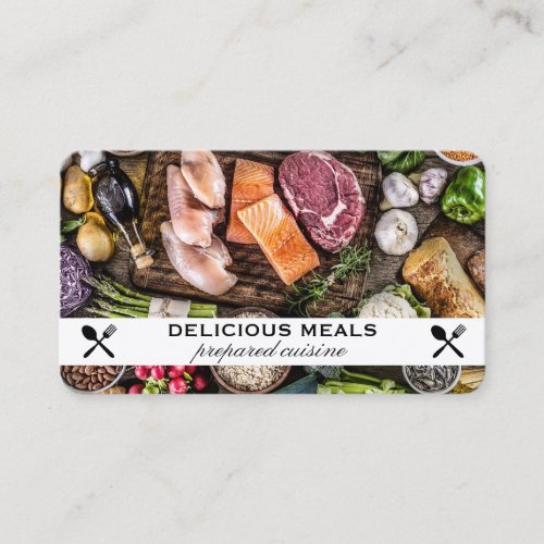 Nutritious Food on Table Business Card