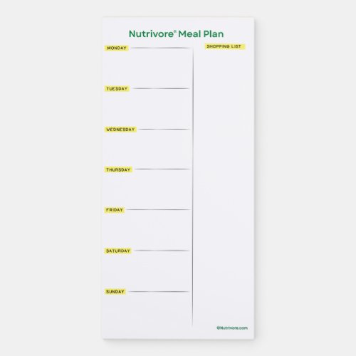 Nutrivore Meal Planning Magnetic Notepad