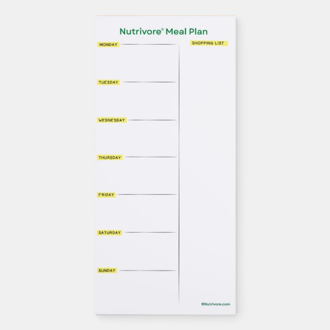 Nutrivore Meal Planning Magnetic Notepad (Front)