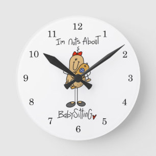 Nuts About Babysitting T-shirts and Gifts Round Clock