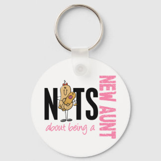 Nuts About Being A New Aunt 1 Pink Keychain