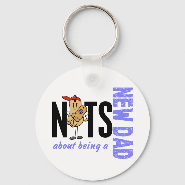 Nuts About Being A New Dad 1 (Blue) Keychain (Front)