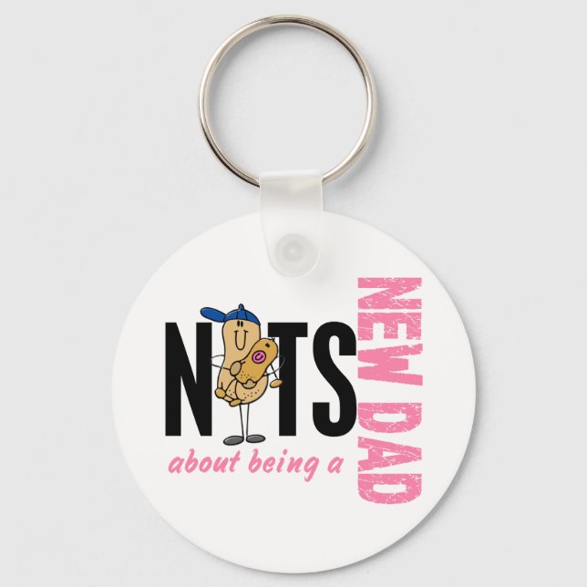 Nuts About Being A New Dad 1 (Pink) Keychain (Front)