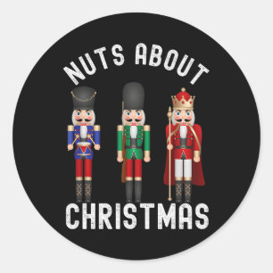 Nuts About Christmas Fun Pastel Christmas Nutcrack Classic Round Sticker