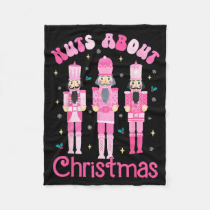 Nuts About Christmas Nutcracker Funny Christmas Fleece Blanket