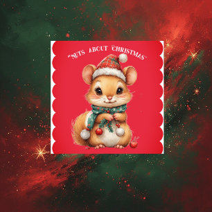 Nuts About Christmas Playful Squirrel Winter Dress Sticker