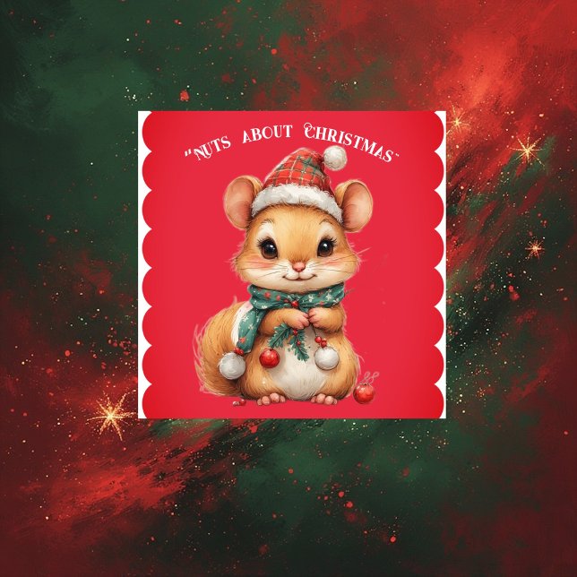 Nuts About Christmas Playful Squirrel Winter Dress Sticker (Nuts About Christmas Playful Squirrel Winter Dress Sticker)