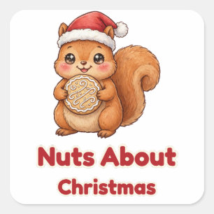 Nuts About Christmas Squirrel Cookie Sticker