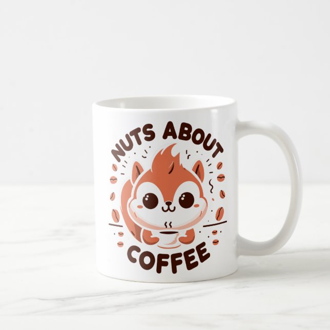 Nuts About Coffee Funny Kawaii Squirrel  Mug (Right)