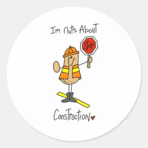 Nuts About Construction Classic Round Sticker