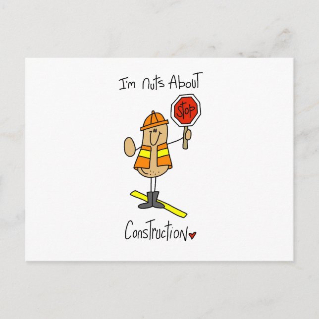 Nuts About Construction T-shirts and Gifts Postcard (Front)
