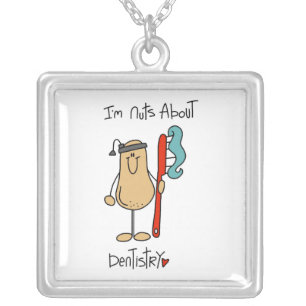 Nuts About Dentistry T-shirts and Gifts Silver Plated Necklace