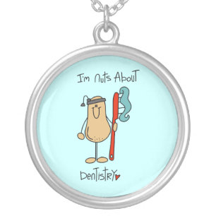 Nuts About Dentistry T-shirts and Gifts Silver Plated Necklace