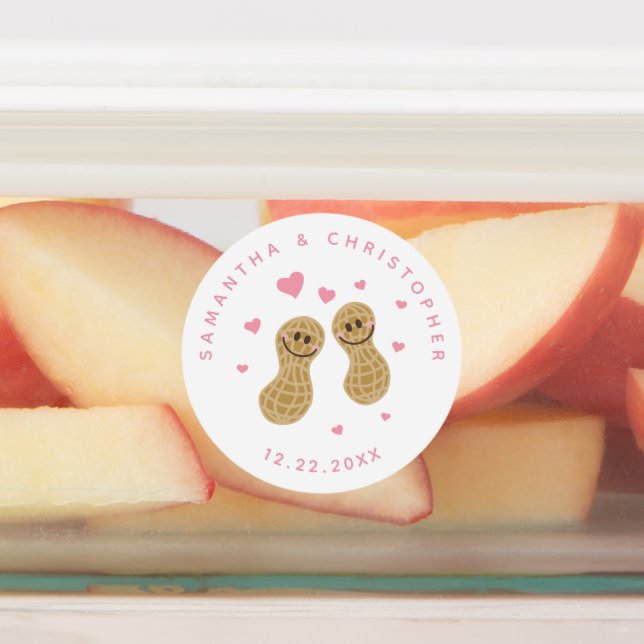 Nuts About Each Other Elegant Pink Wedding Favors Labels (Affixed)