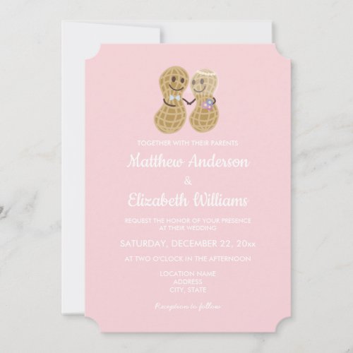 Nuts About Each Other Elegant Pink Wedding Invitation