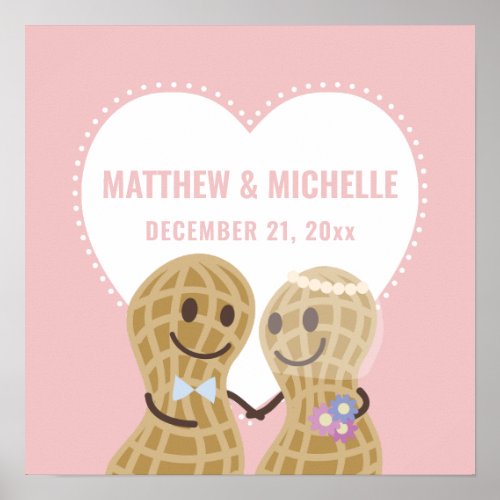 Nuts About Each Other Elegant Pink Wedding Welcome Poster