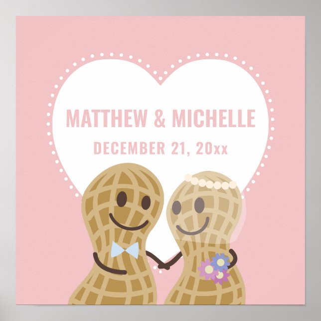 Nuts About Each Other Elegant Pink Wedding Welcome Poster (Front)