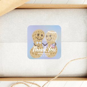 Nuts About Each Other Elegant Wedding Thank You Square Sticker