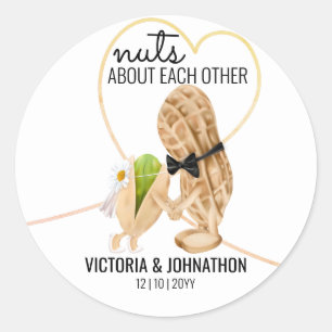 Nuts About Each Other Funny   Wedding Treat Classic Round Sticker