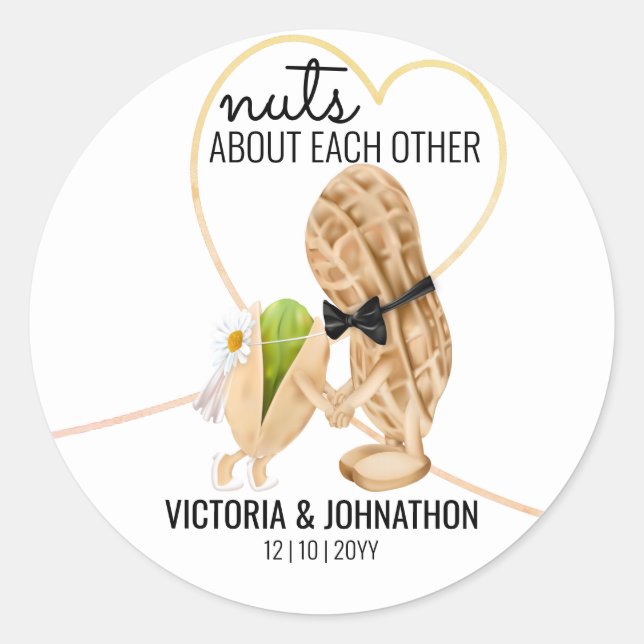 Nuts About Each Other Funny | Wedding Treat Classic Round Sticker (Front)