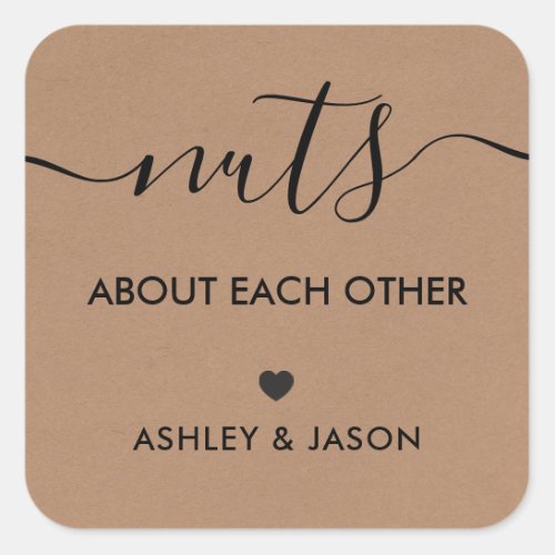 Nuts about Each Other Tags Wedding Tag Kraft Square Sticker