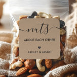 Nuts about Each Other Tags, Wedding Tag, Kraft Square Sticker<br><div class="desc">These are the perfect little stickers. You can customize the text,  as well as change the colors.</div>