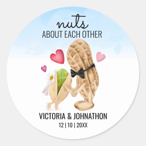 Nuts About Each Other  Wedding Treat Classic Round Sticker