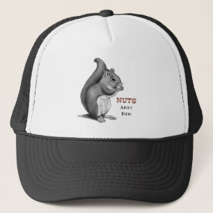 Nuts About Food: Squirrel: Pencil Drawing Trucker Hat