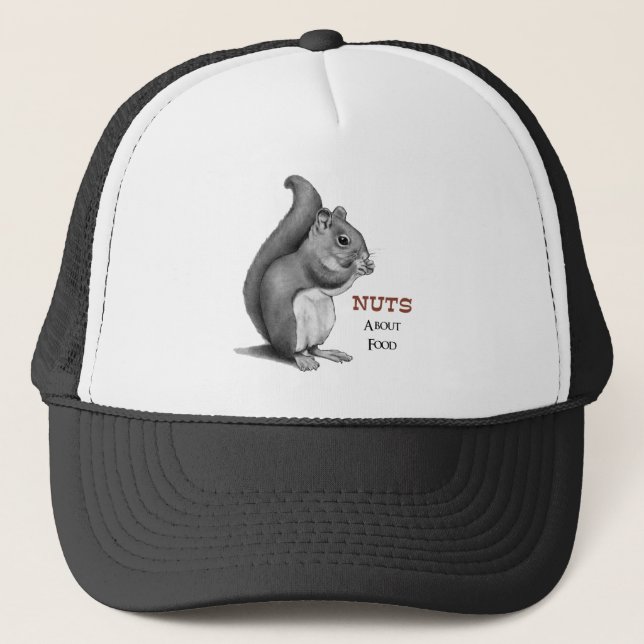 Nuts About Food: Squirrel: Pencil Drawing Trucker Hat (Front)