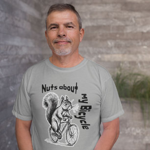 Nuts About My Bicycle Funny Squirrel Cycling T-Shirt