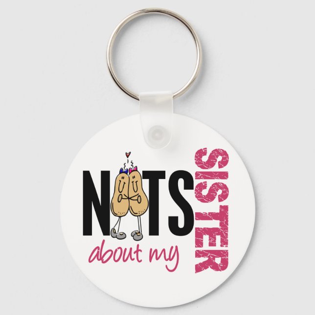 Nuts About My Sister 1 Pink Keychain (Front)