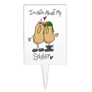 Nuts About My Soldier T-shirts and Gifts Cake Topper