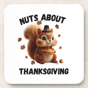 Nuts About Pie – Cute Yarn Squirrel Thanksgiving Beverage Coaster