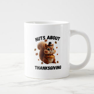 Nuts About Pie – Cute Yarn Squirrel Thanksgiving Giant Coffee Mug