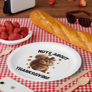 Nuts About Pie – Cute Yarn Squirrel Thanksgiving Paper Plates