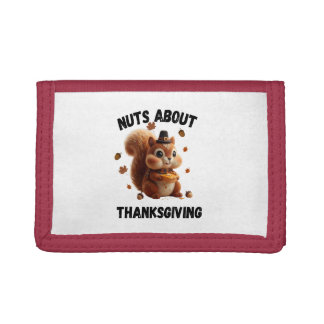 Nuts About Pie – Cute Yarn Squirrel Thanksgiving Tri-fold Wallet