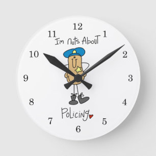 Nuts About Policing T-shirts and Gifts Round Clock
