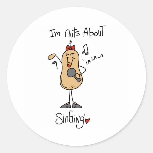 Nuts About Singing Classic Round Sticker (Front)