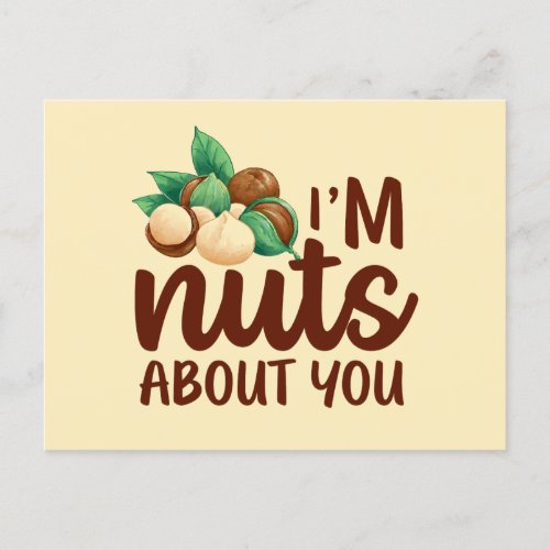 Nuts About You Cute Love Pun Funny Valentines Day Postcard