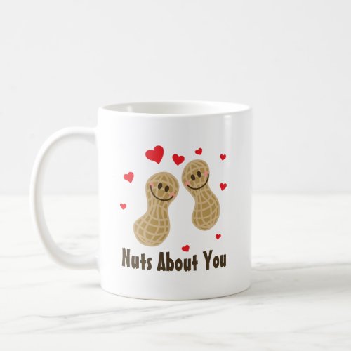 Nuts About You Cute Peanuts Food Pun Humor Cartoon Coffee Mug