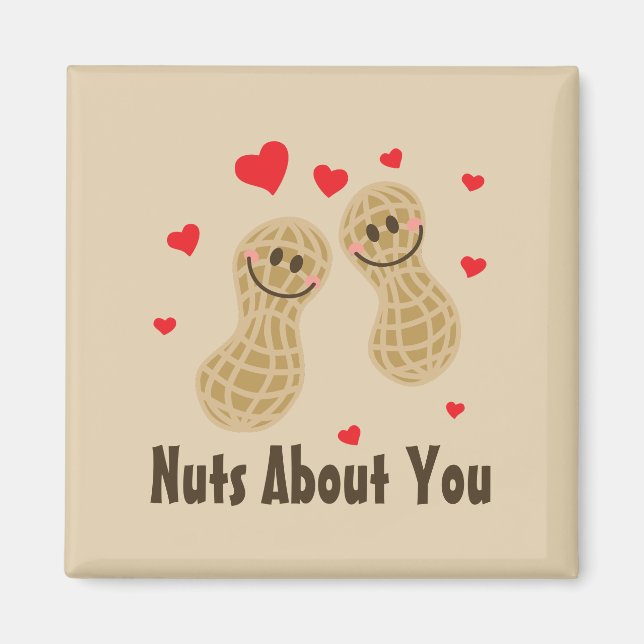 Nuts About You Cute Peanuts Food Pun Humor Cartoon Magnet (Front)